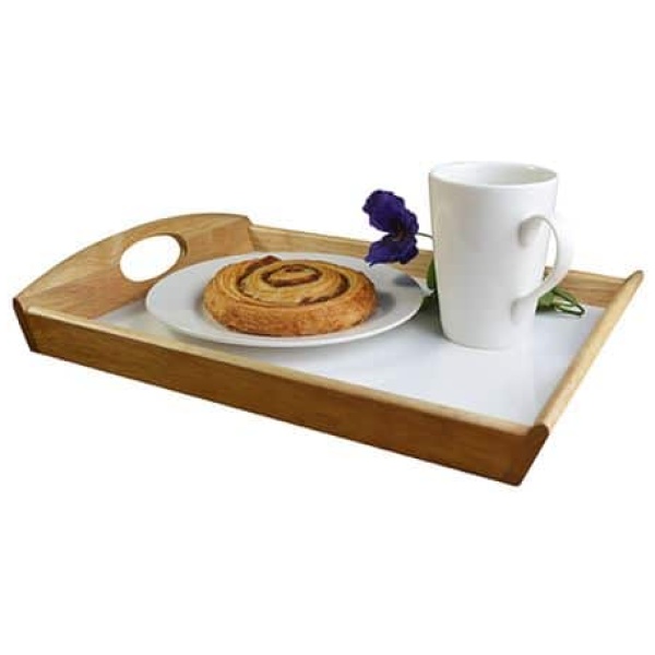 Wooden Breakfast Tray with Oval Hole Handle